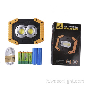 Wason resistente a corda flessibile impermeabile CoB portatile LED LED di lavoro di inondazione Luce ricaricabile con maniglia di rotazione e banco di alimentazione
